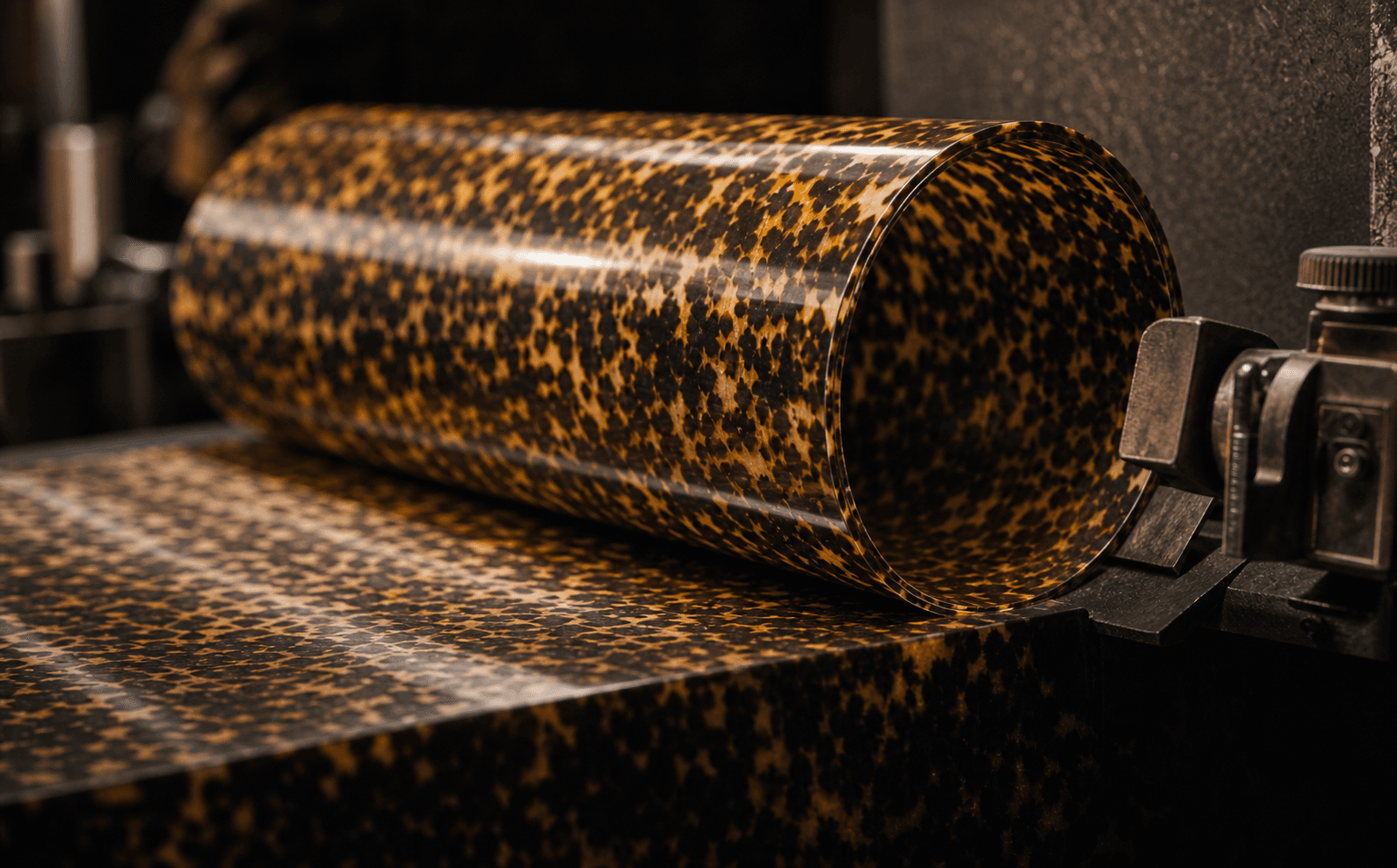 Tortoiseshell acetate sheet being prepared in an eyewear workshop